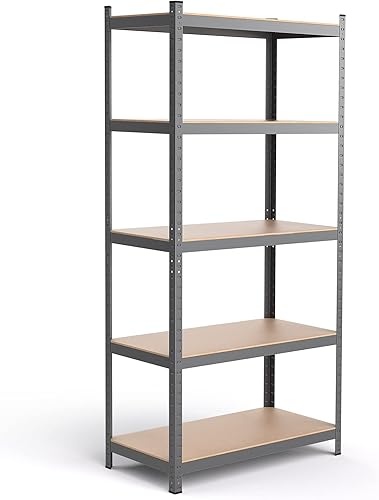 ERGOMASTER Estantes de almacenamiento de garaje de 5 niveles, estantería de garaje de 1925 libras, estantería resistente, ajustable, sin pernos,