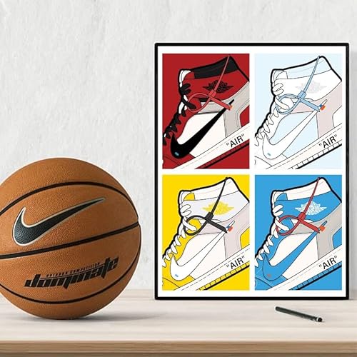 Poybux Design - Aj Wall Glossy Paper Art Poster Prints, Set Of 4 (8''X10'') Unframed, Aj Room Decor, Gym Shoes Art Sports Themed Wall Art For Boys Room Wall Decor,Gift For Boys, #TOP6