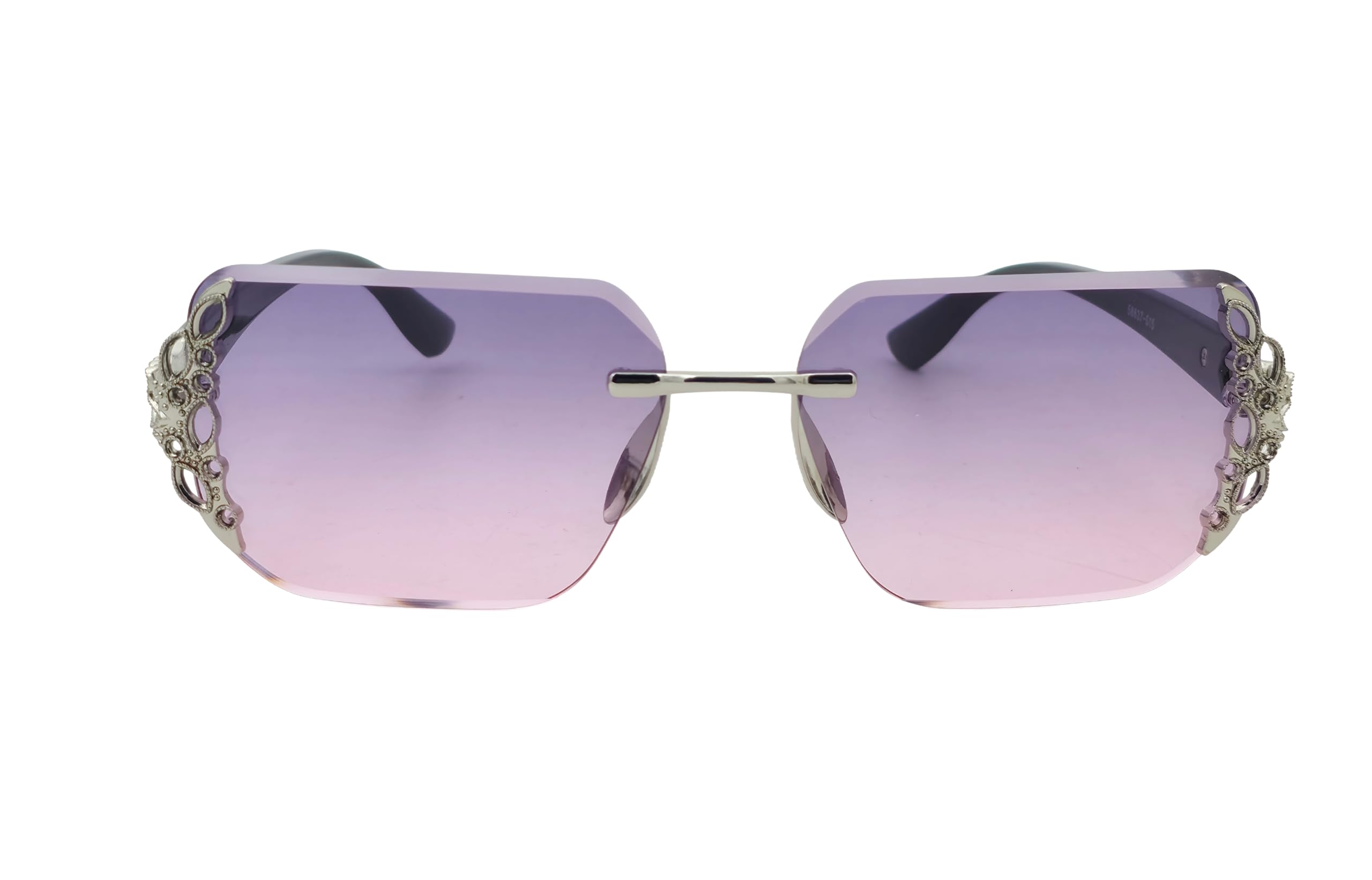 Rimless Sunglasses with Gradient Lenses, Decorative Metal Temple, Square Frame, Women's Fashion Eyewear-image-19