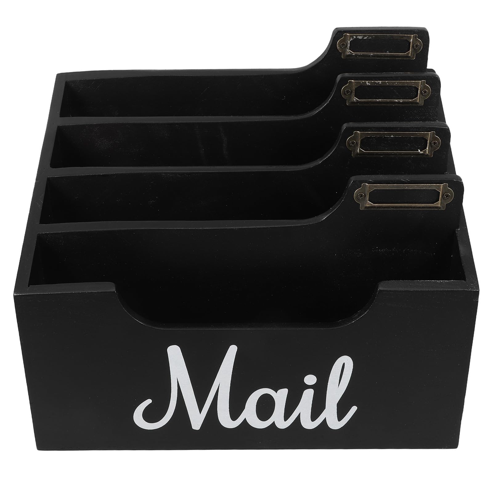 Organiseur de courrier en bois de couleur sombre avec compartiments muraux