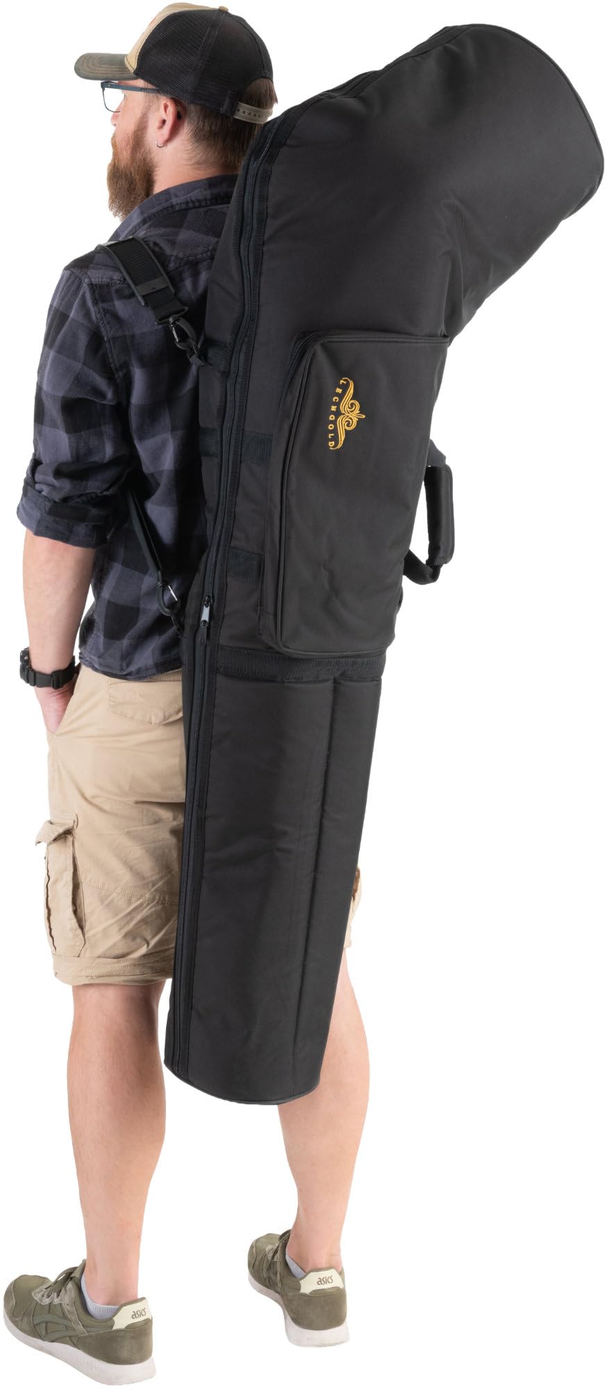 Torba alphorna model najwyższej klasy – długość: 135 cm – element do Ø 28 cm – uchwyt do noszenia i paski plecaka – ścianki działowe pomiędzy częściami rury/tłumikiem plus oddzielna kieszeń