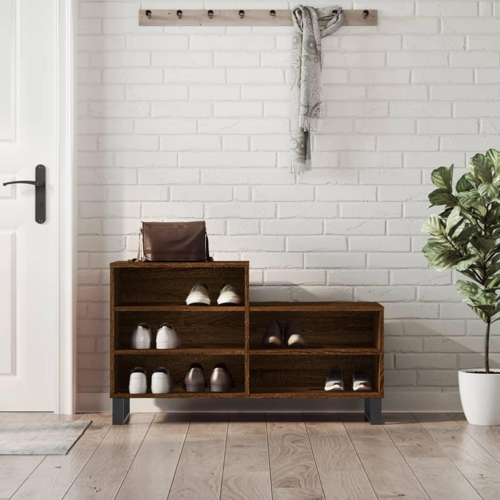 Meuble chaussures chêne marron idéal pour une entrée ou un couloir