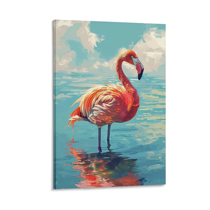 Amazon.co.jp: 絵画 フラミンゴインテリア 絵画 動物の油絵