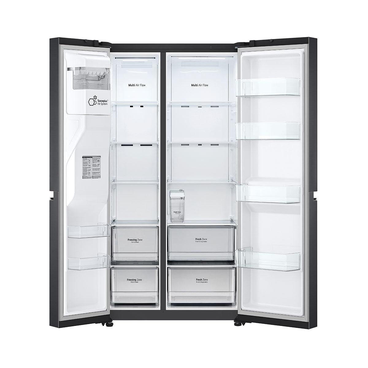 LG GSLV71MCTD Frigorifero Americano Side-by-Side, Classe D, Frigorifero No Frost, 635L, Wi-Fi, Tecnologia Door & Linear Cooling, Dispenser acqua e ghiaccio senza allaccio, Smart Diagnosis, Nero