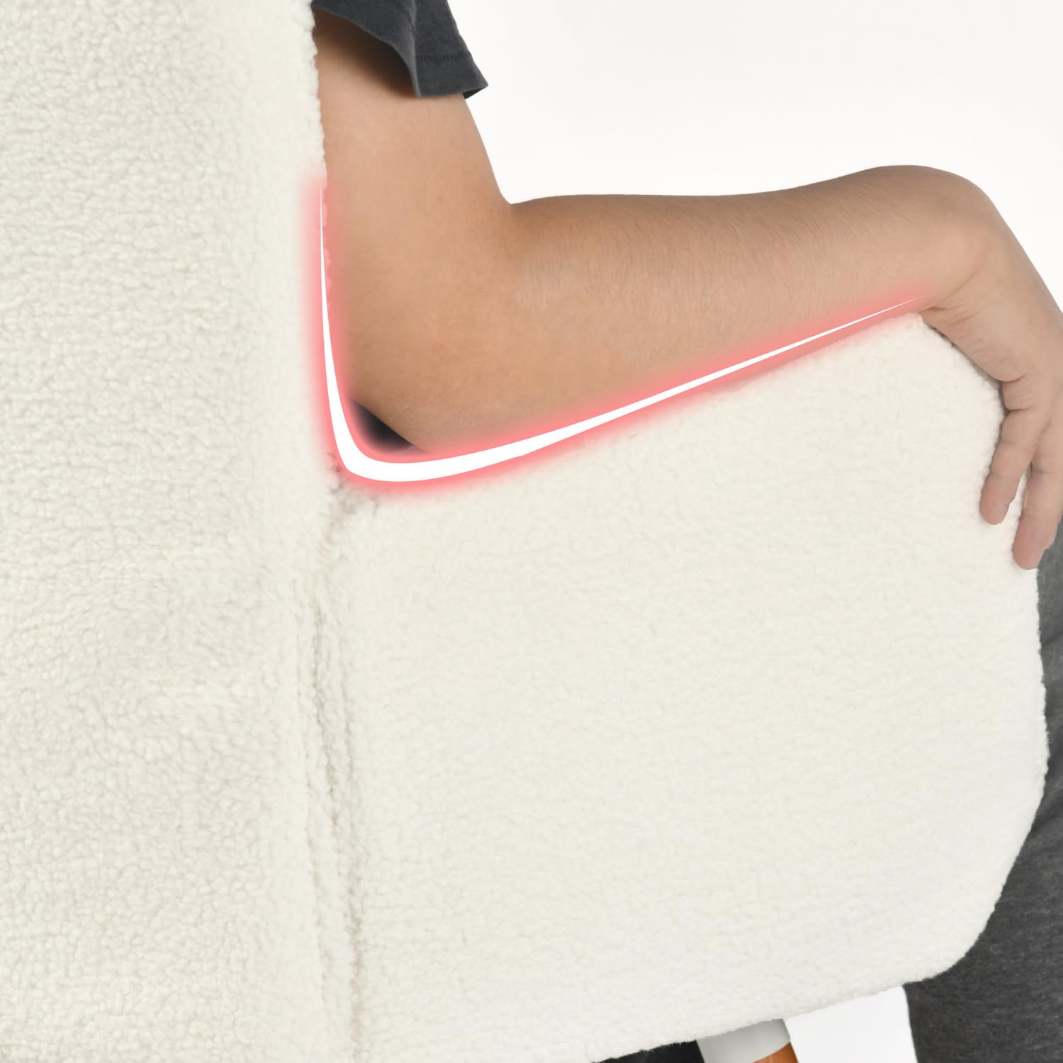 MEUBLE COSY Sedia da Ufficio Scandinava con Braccioli, Poltrona da Scrivania Ergonomica Imbottita in Tessuto Bouclé, Sedia da Lavoro Comoda per Studio, Home Office, Beige