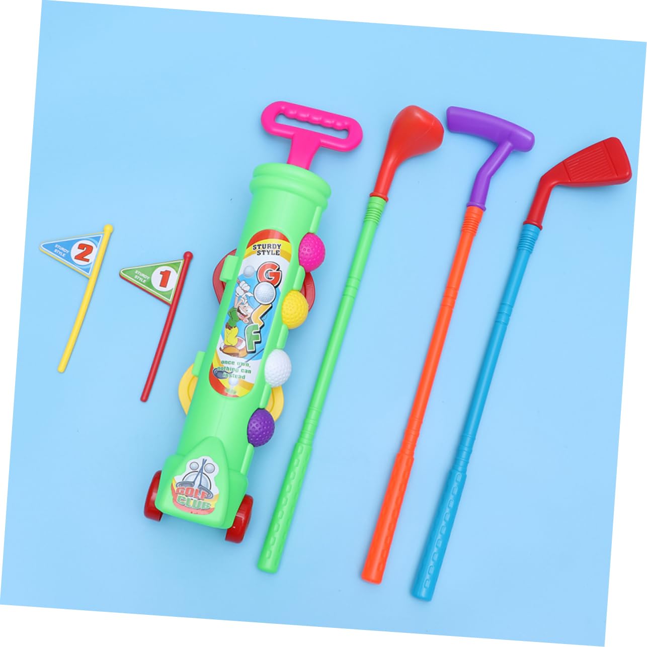 Juego de Golf Infantil Portátil de Plástico, 2 Juegos, Verde | Ligero y Portátil, Actividad Padre E Hijo, para Exterior y Niños Pequeños