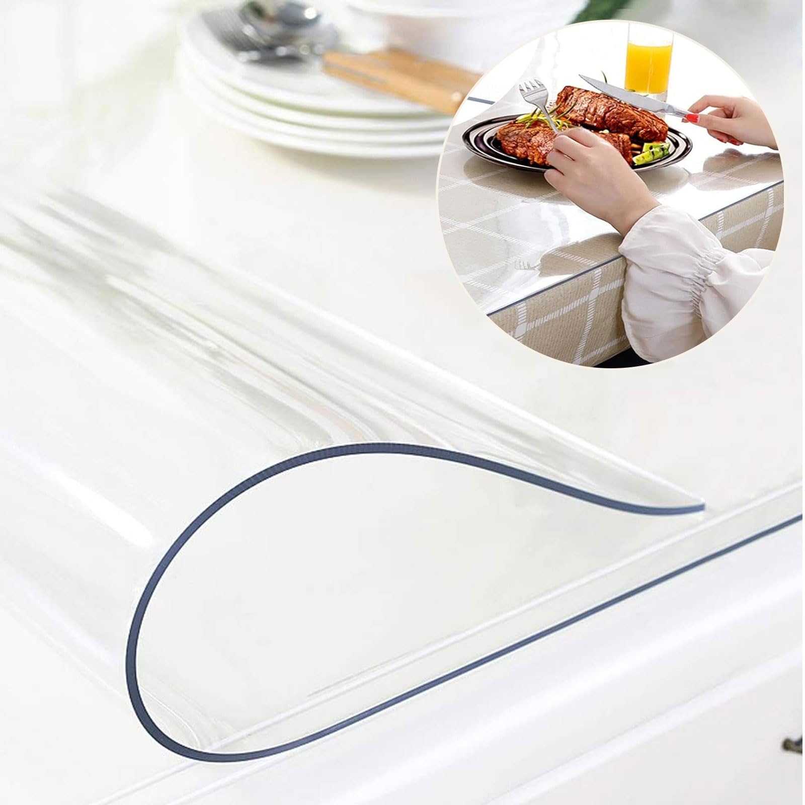 QBYRSSS Transparent Table Cover Protector Transparent PVC Tablecloth 90x130cm Thick 1.5mm HeatResistant Plastic Protector Durable Clear Table Cover Ideal for Dining and Outdoor Use