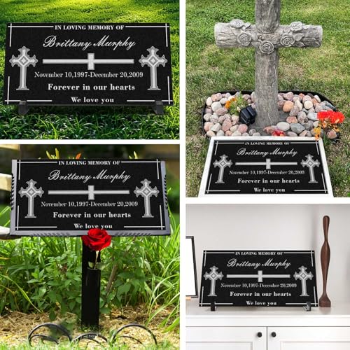 Pierre Tombale Commémorative Granit Personnalisable – 12x12 Pouces – Souvenir Funéraire Ou Déco Jardin