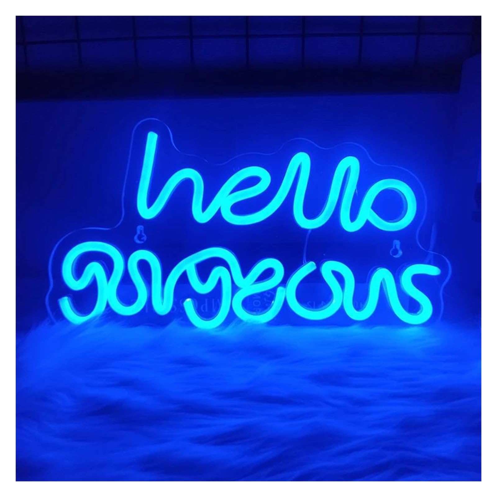 LEMST Signs Lamp Hello Gorgeous Neon Sign,Neon Signs for Wall Decor, USB Light Up Signs for Wedding Birthday Party Bachelorette Bedroom 19cmх35cm(Blue)
