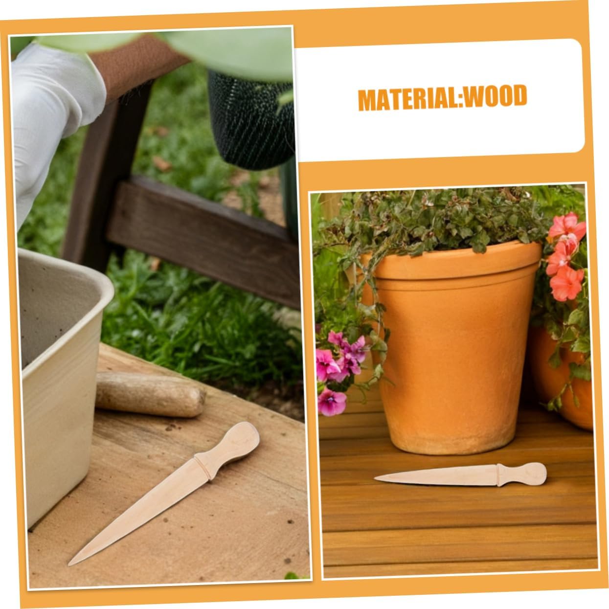 Garden Supplies 6pcs Wooden Handle Gardening Tool Plant Hole Punch Tool Trowel Sowing Digger for All Gardening Needs