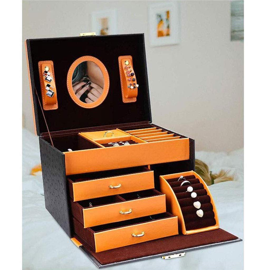 Joyero Joyero de Piel sintética, Organizador de Joyas, Regalo para Mujeres, Negro, para Mujeres, niñas, Anillos, Collares, Pendientes, Pulseras, Organizador