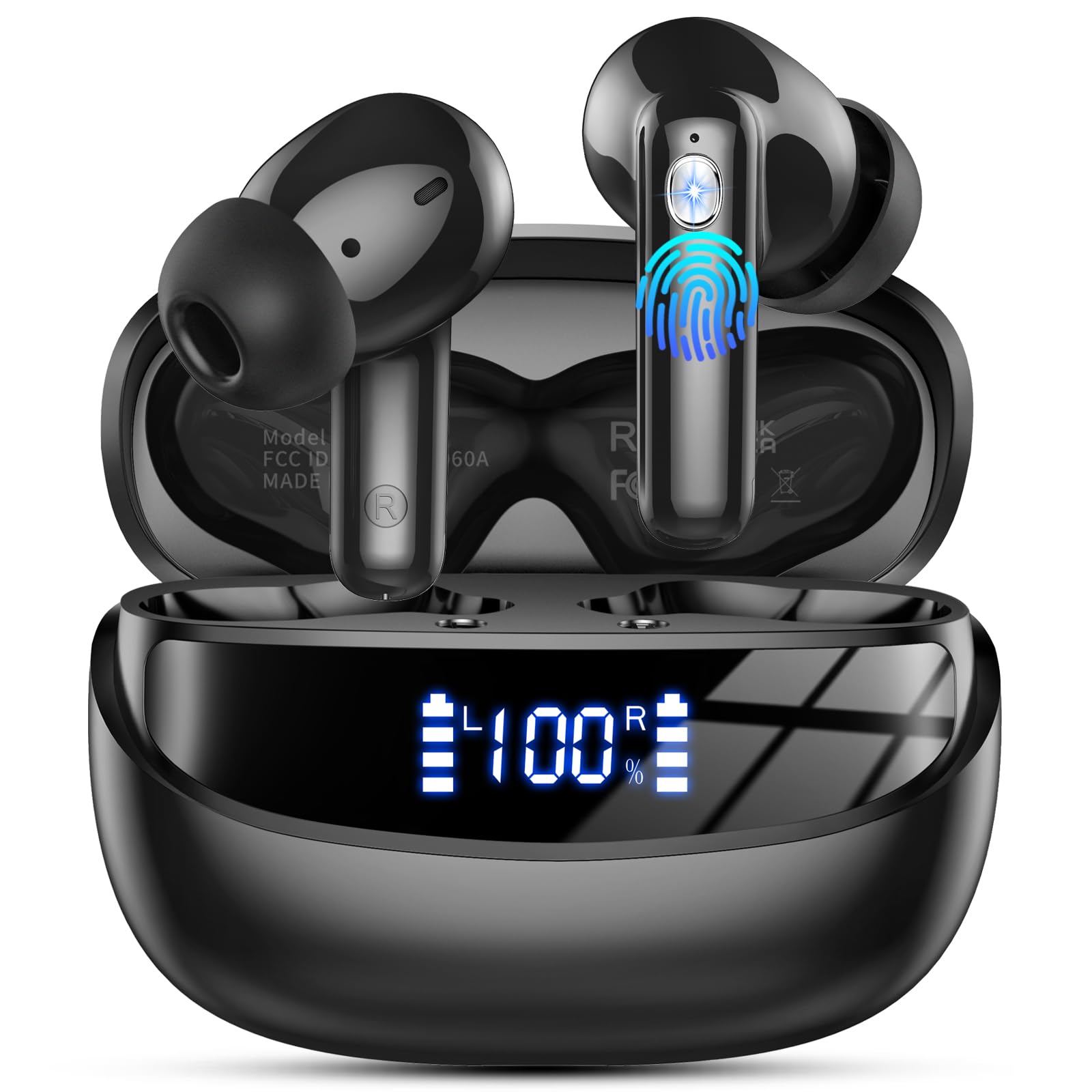 Auriculares Inalambricos Bluetooth, 2026 Cascos Inalambricos Bluetooth 5.4 HiFi Estéreo, 48 Horas Auriculares inalámbricos con ENC Cancelacion Ruido, Pantalla LED/IP7 Impermeable/Carga Rápida Tipo-C — view 7