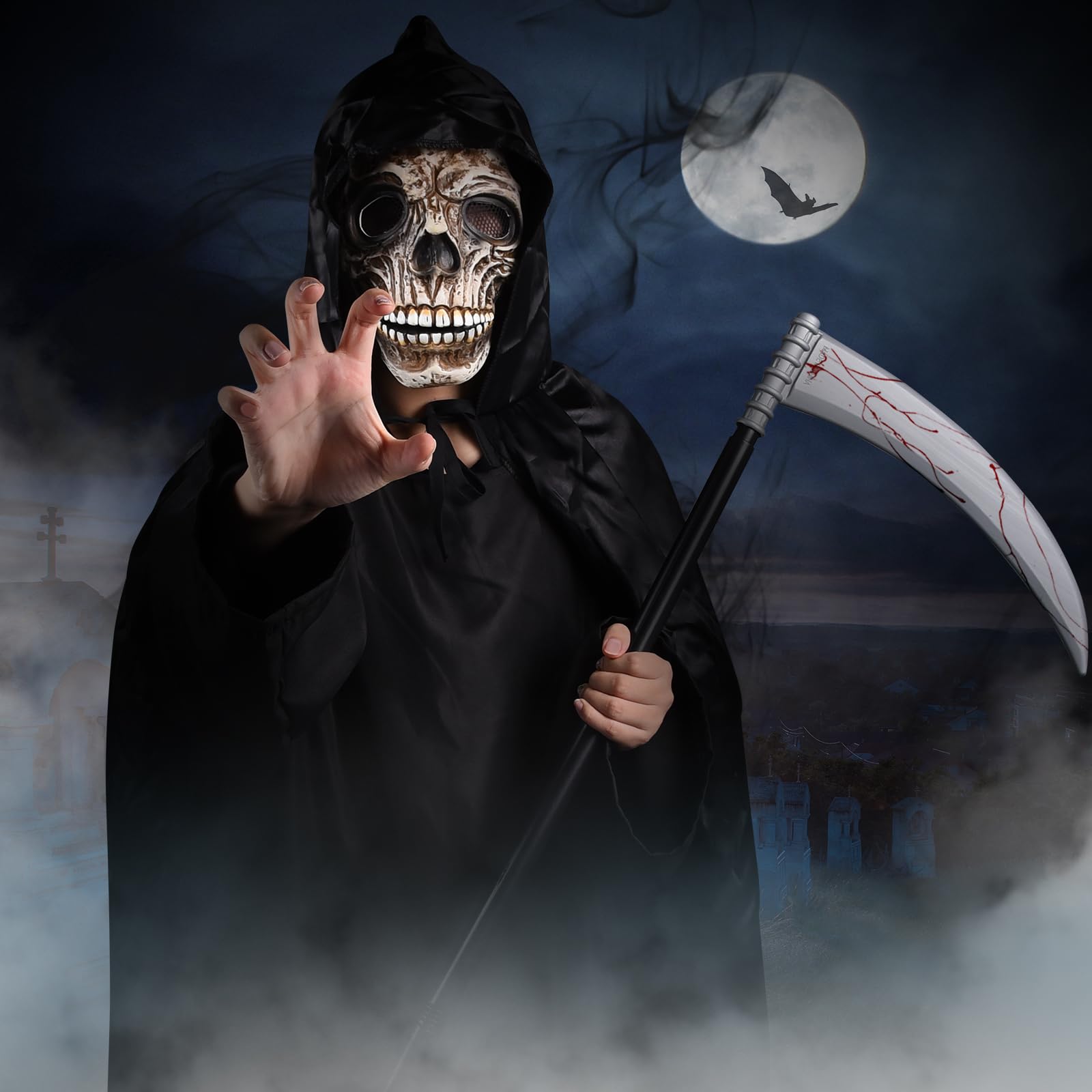 Costume De Halloween Udekit Grim Reaper Kostuum Carnaval Halloween Grim Reaper Cosplay Kostuum Met Death Scythe 337388