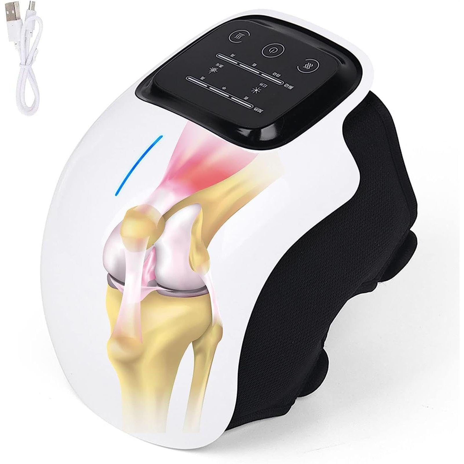 Masajeador de Rodilla, Terapia con Láser y Vibración, con Calor Masaje de Rodilla Inteligente Electrónico Recargable para Lesiones de Dolor en Las Articulaciones de la
