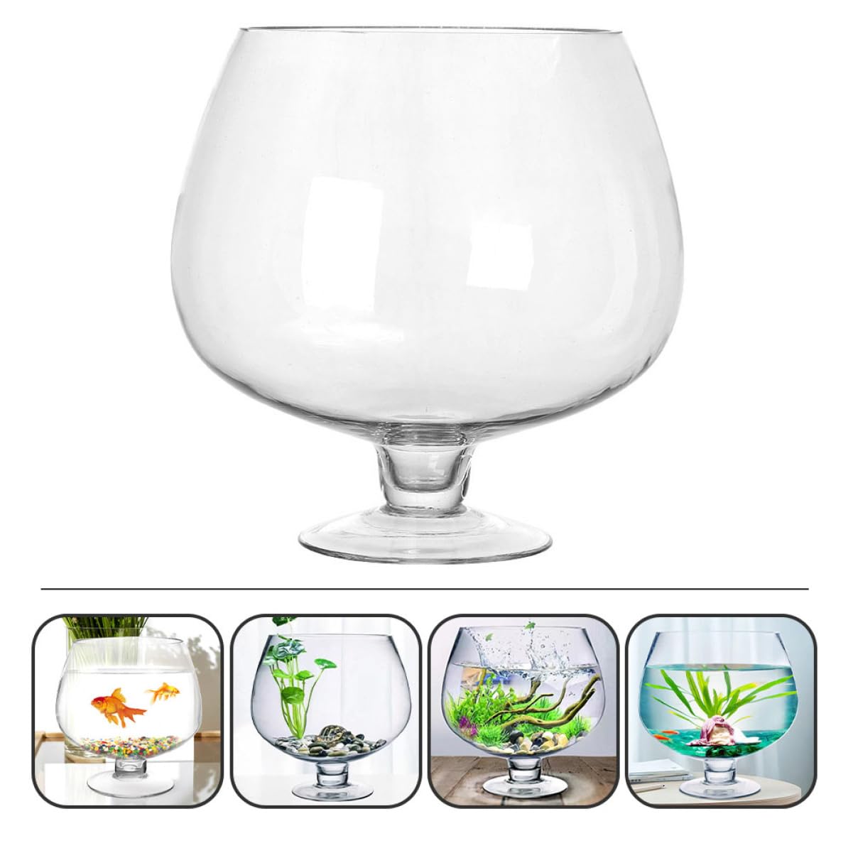Mobestech Petit Aquarium Verre pour Poissons Betta Et Rouges Aquarium De Bureau Transparent Multifonction
