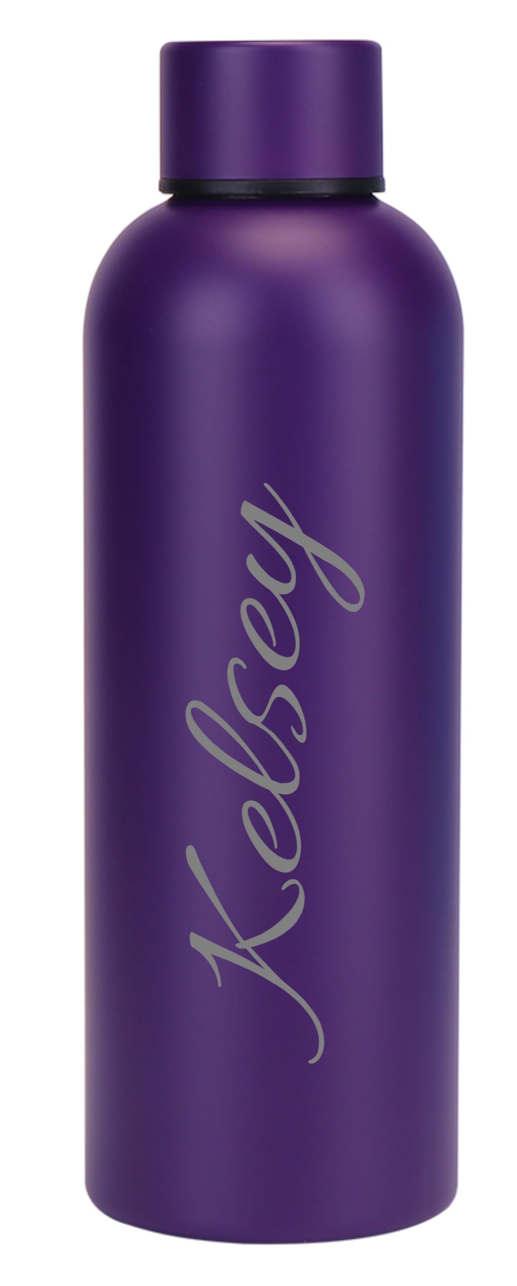 Personalised Engraved with Any Name Double Wall Insulated Water Bottle 500ml 17.5oz Hot Cold 5 Colours Available (Purple)