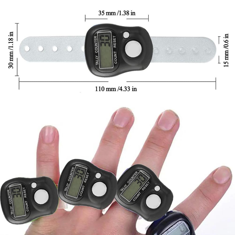 KARELLS Contatore Digitale a Dito Nero 2pcs