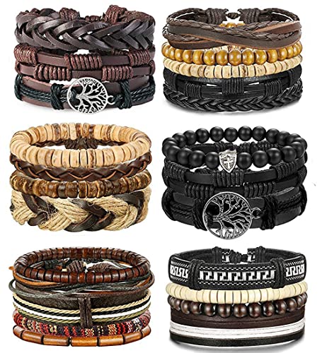 Adramata 24 Stück geflochtene Lederarmbänder für Männer Frauen Punk Goth Vintage Armband verstellbare coole...