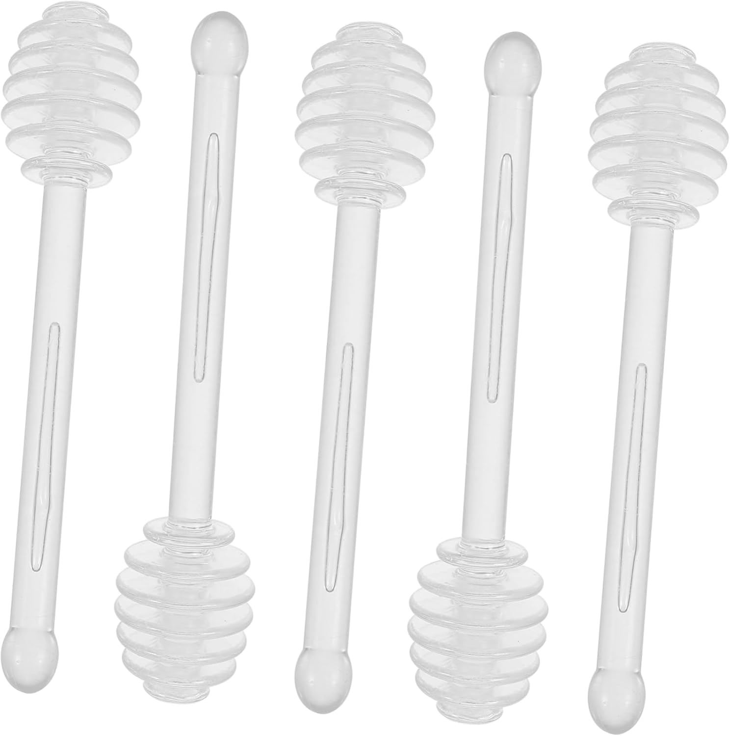 Unomor 25pcs Transparent Honey Dipper Sticks Multi-purpose Mixing Rods for Honey Jam Tea Elegant Kitchen Stirring Tools for Home Parties Weddings