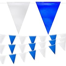 Safety Warning Highly Visible Pennant Banner Flags45pcs,105ft,White+Blue