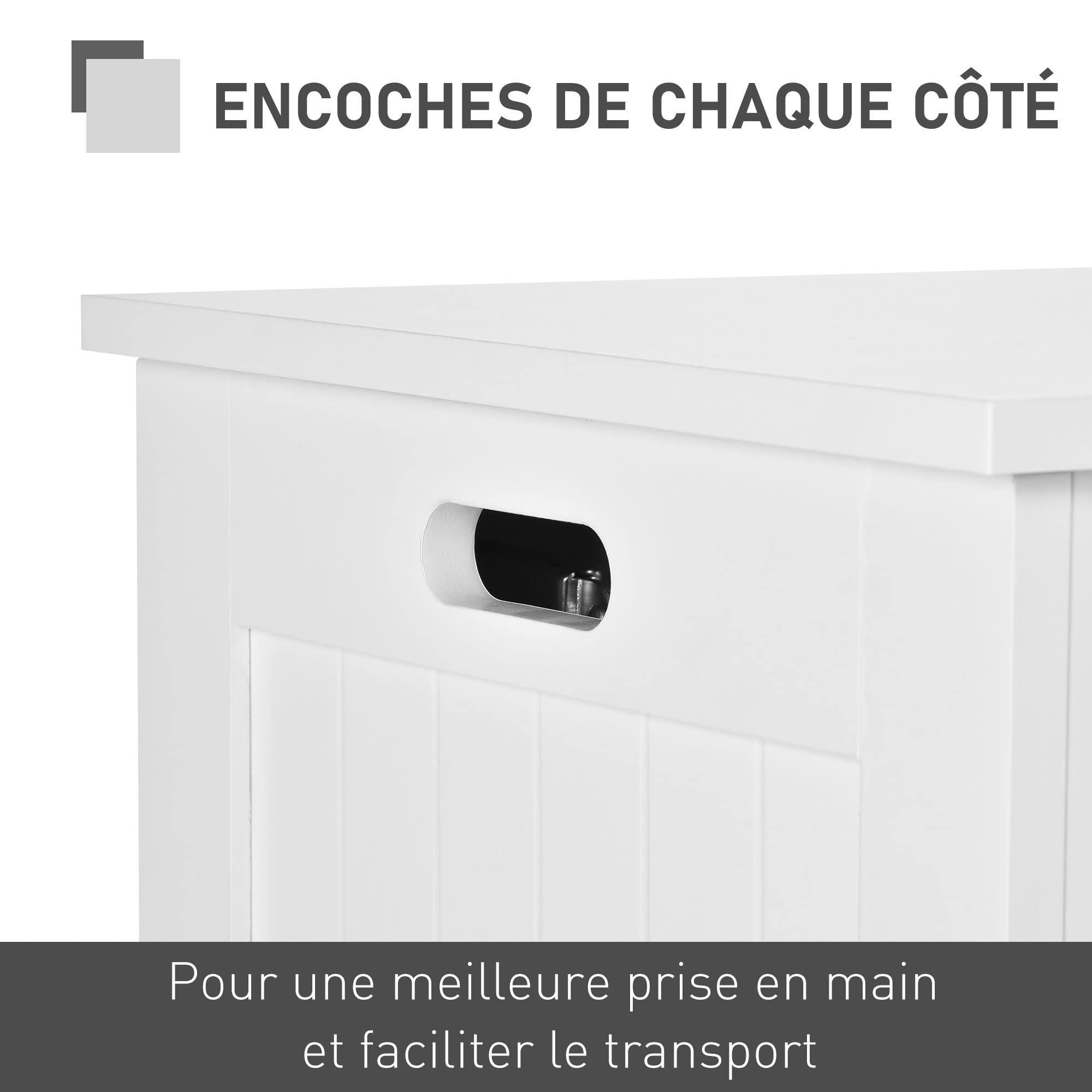 HOMCOM Coffre de Rangement Charnières de Sécurité 81L x 40l x 46H cm Blanc | Boîte de Rangement en Bois, Coffre à Jouets Intérieur, Couvercle Rabattable