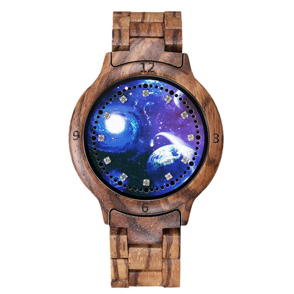 CAIDAI&YL Orologio da Polso da Polso Digitale da Donna in Legno, Marrone