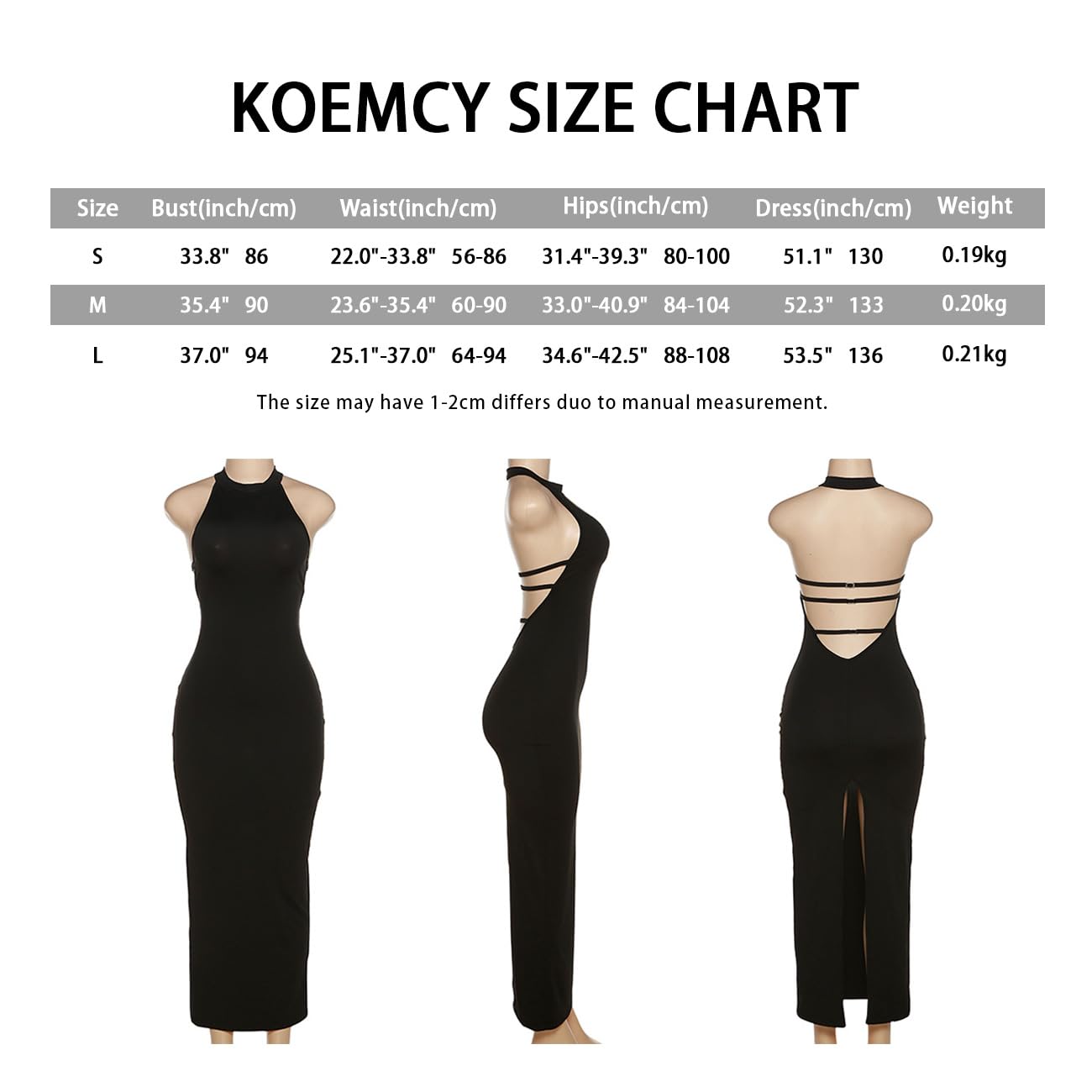 Robe Femme Sexy Dos Nu Bodycon Col Halter Longue de Cocktail Elégant Soirée sans Manches Party