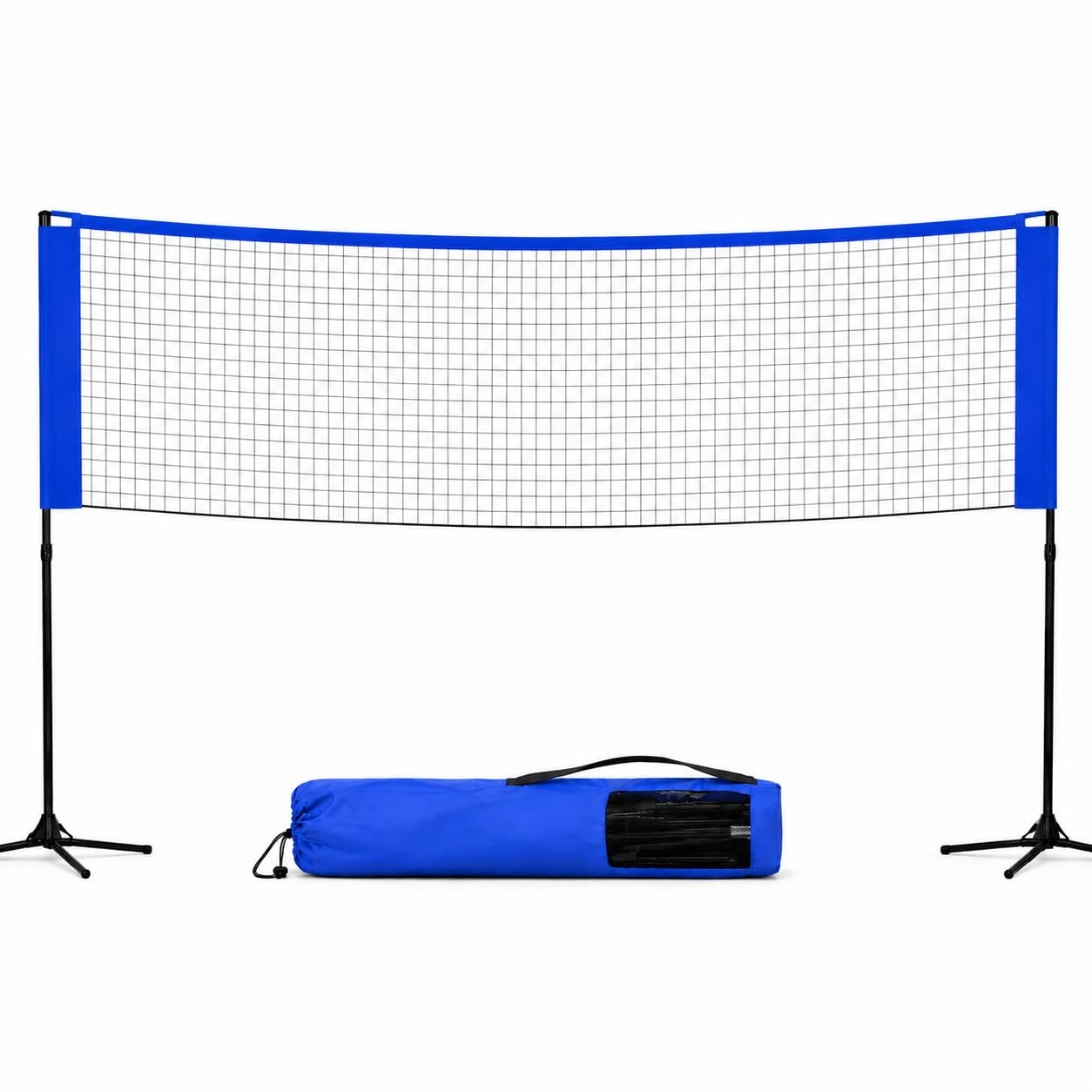 3,1 m faltbares Badmintonnetz - mit Tragetasche und höhenverstellbarem Ständer 107/105/150 cm Nylon Federballnetz für Federball Badminton Tennis Volleyball Beachvolleyball einfach auf und abbaubar