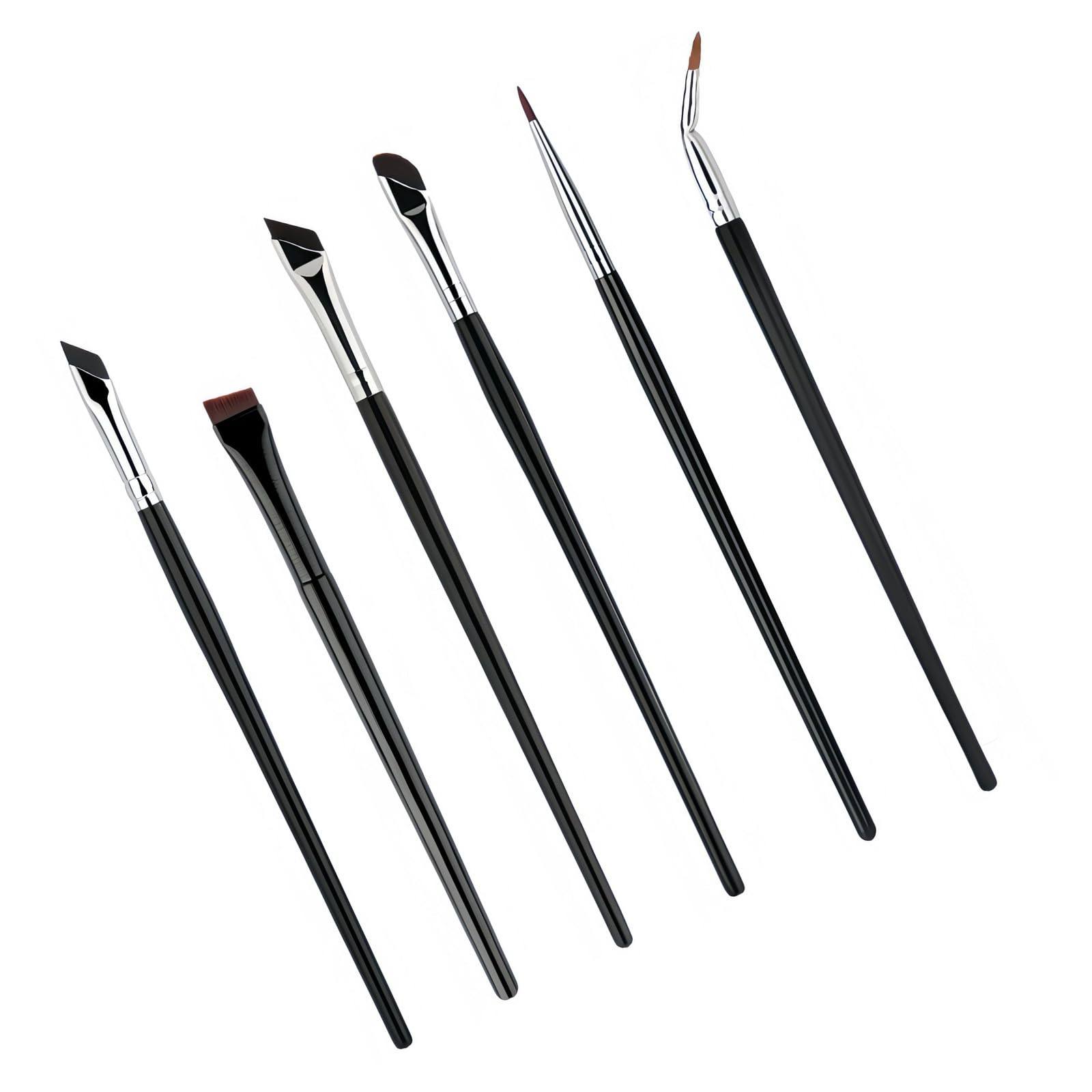 6Pcs Pincel Delineador de Ojos Juego de Pinceles Maquillaje Ojos de Precisión Ultra Finos Brochas de Cejas en Ángulo para Sombras de Ojos Cosméticos