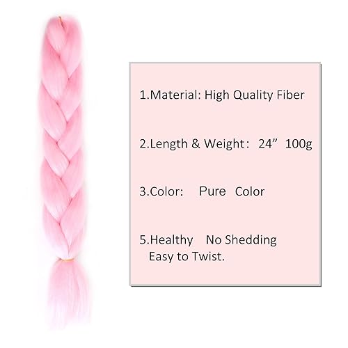 Miniatura 5 de Extensiones de cabello trenzado rosa de alta calidad, paquete de trenzas gigantes para trenzas de caja, cabello de ganchillo de un solo color para