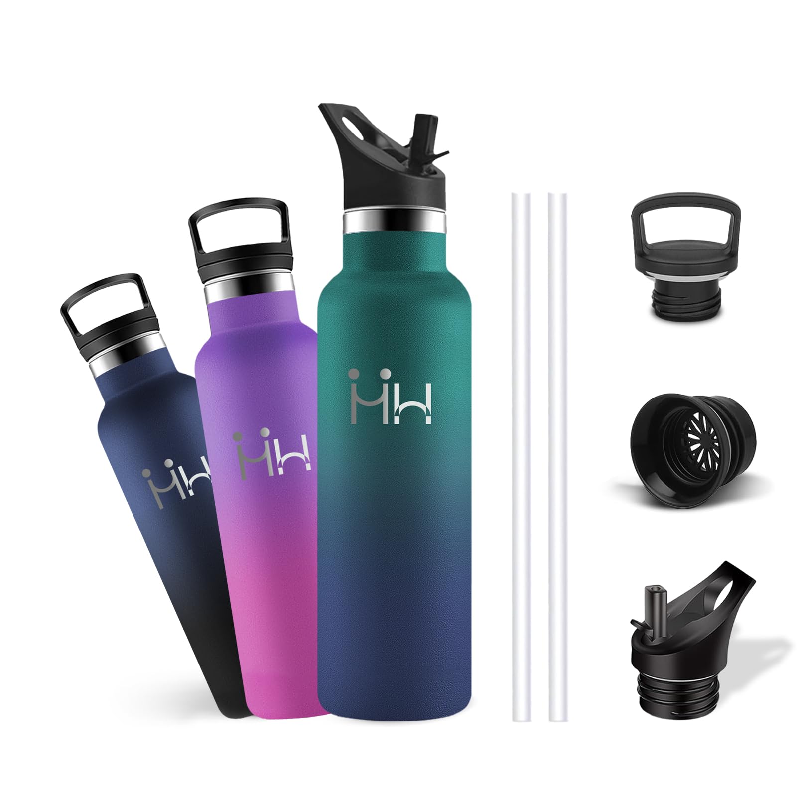 Mujigaga Water Bottle - 500ml - Insulated Water Bottle, Stainless Steel Water Bottles, Leakless, Thermal Bottle, BPA Free, 18/8 Stainless Steel, Water Bottles for School, Travel, Camping, Work