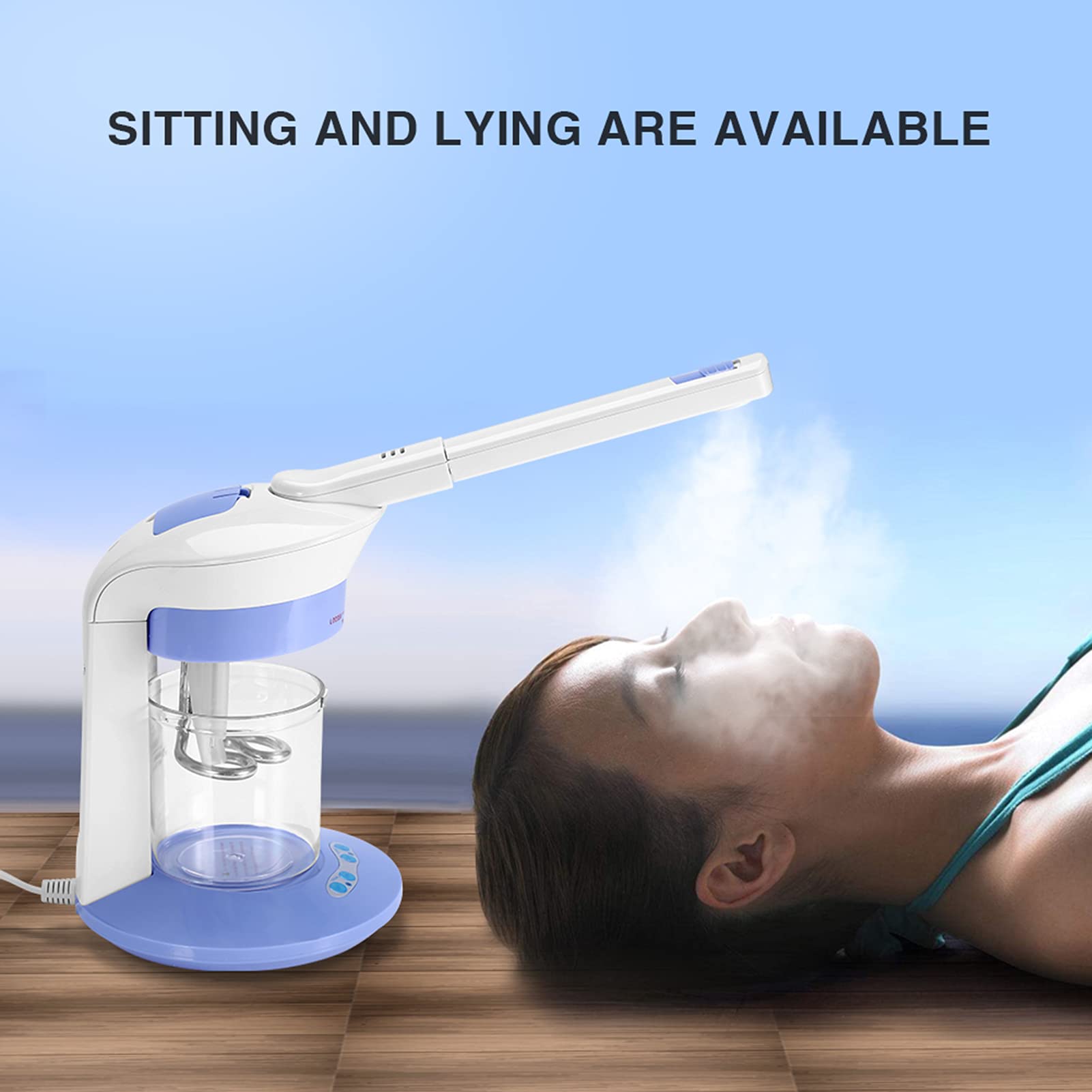 Vaporizzatore Facciale 2 in 1 Vaporizzatore Facciale con Braccio Estensibile Ozono da Tavolo Mini Spa Design a Vapore per il Viso per Uso Personale a Casa o in Salone(Norma europea 220V)