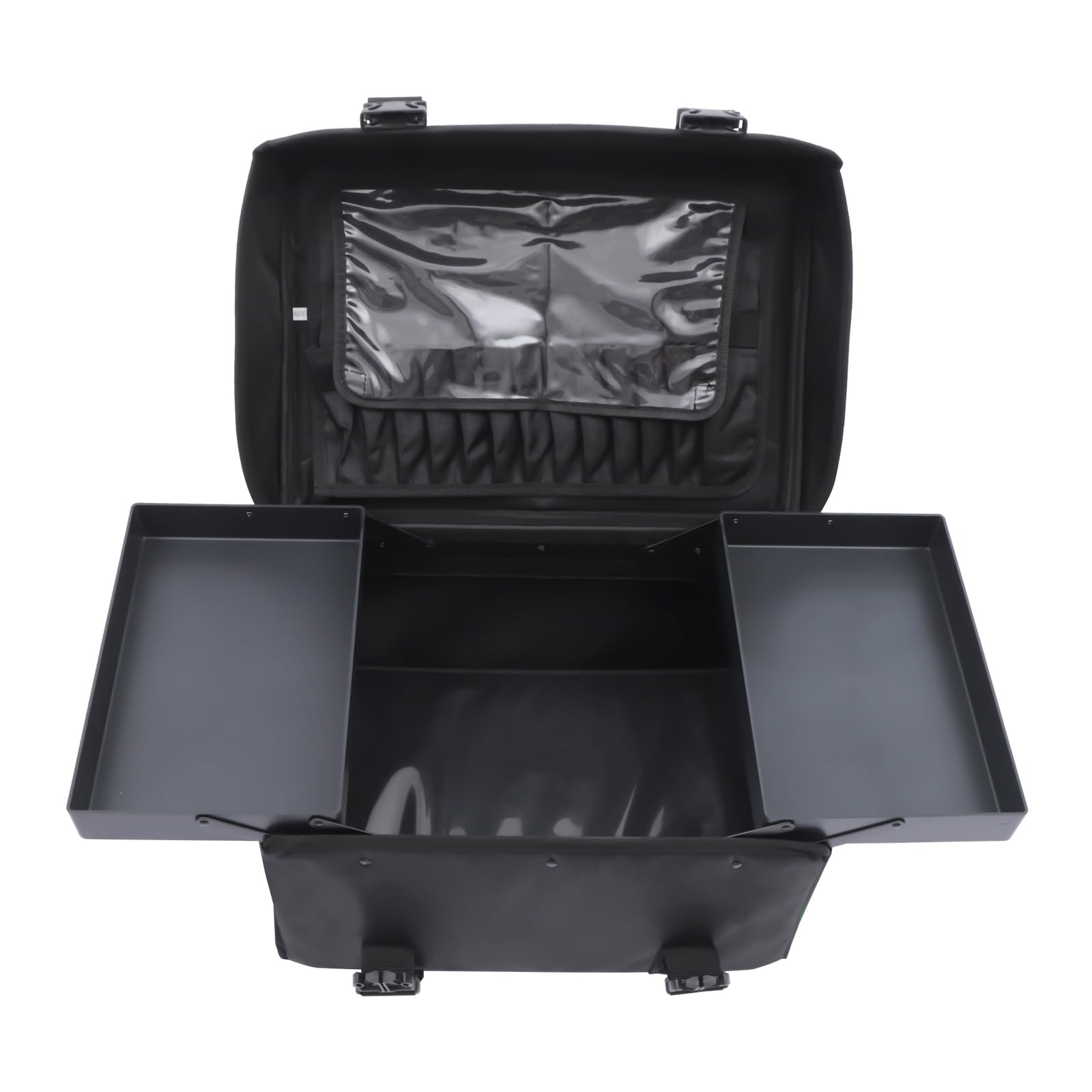 Valigetta cosmetica 2 in 1, per trucchi, colore nero, grande valigetta da parrucchiere con 8 cassetti, ruote professionali