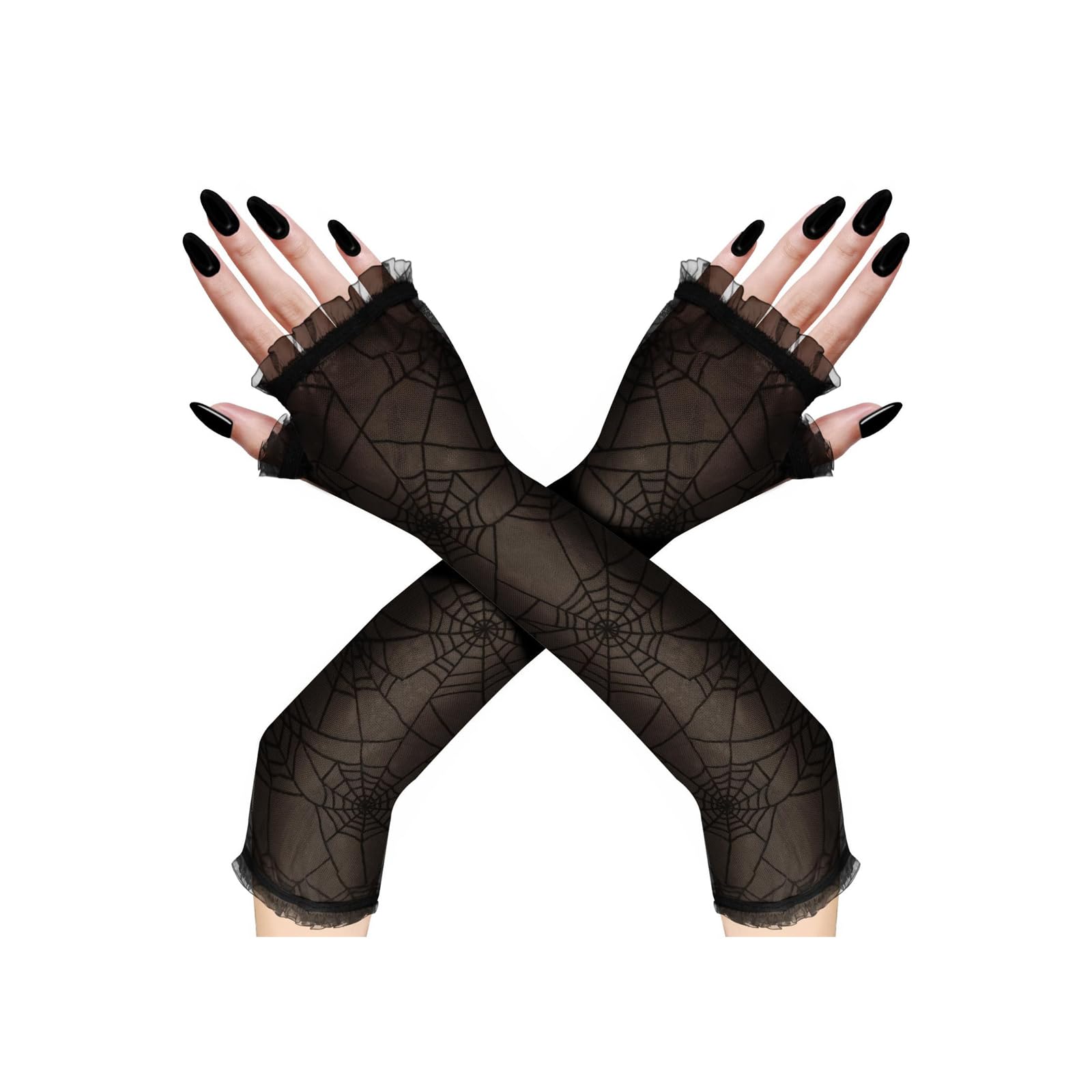 MICFENY Full Length Halloween Gloves With Punk Costume Accessory for Themed Celebrations Stage