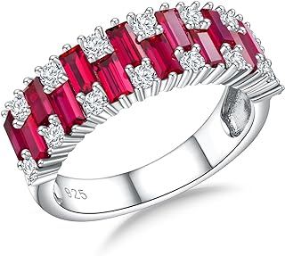 Womens Eternity Wedding Bands 925 Sterling Silver Band Gemstone Engagement Ring 7mm Wide Anniversary Jewelry Birthstone Rings Size 6 to 10