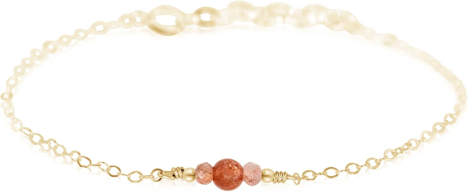 Luna Tide Sunstone Dainty Bracelet in 14k Gold Fill