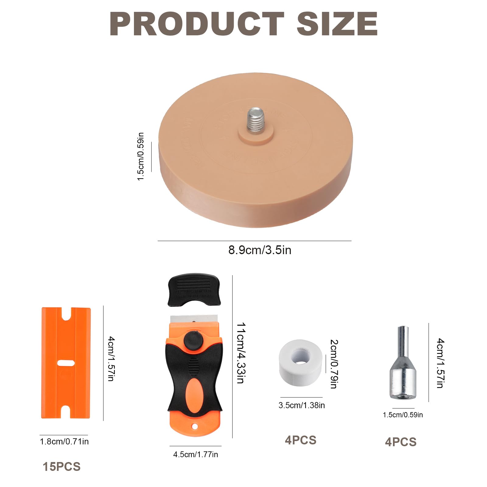 Shuqio Kleberentferner 4er Set Folienradierer mit 15 Ersatzklingen Adapter für Akku-Schrauber und Geradschleifer zur Sanften Reinigung von Auto und Motorrad - 2