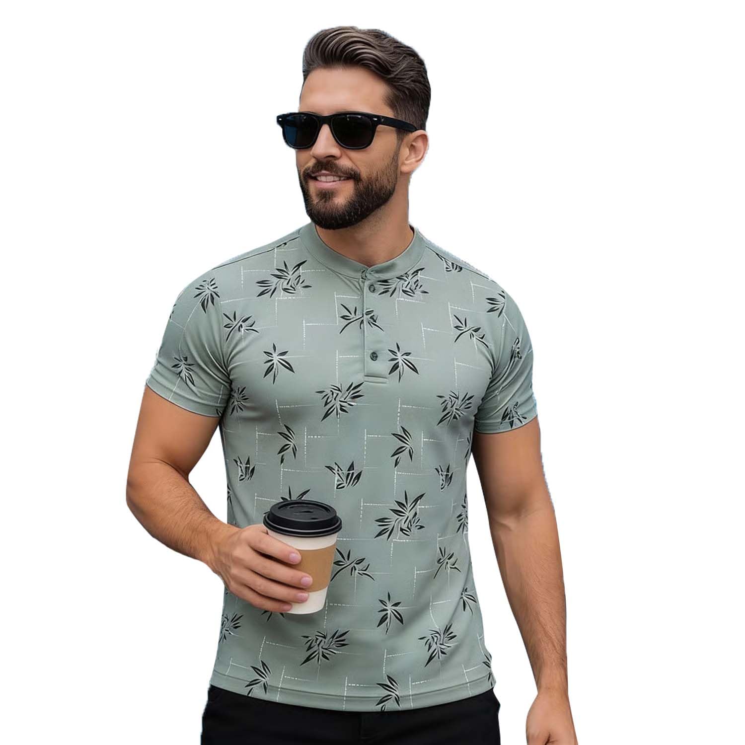 Lymio T-Shirt for Men | Chinese Collar Neck T-Shirt | Printed T-Shirt for Men (Packs Also Available) (T-81-83)