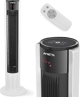 NETTA 42 Inch Tower Fan with Oscillating Function, Remote Control, 3 Operating Modes, 3 Speed Settings, LED Display and 7 Hour Timer for Home & Office - 45W