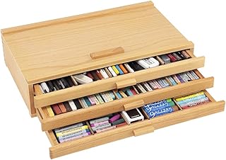 Creative Mark Pastel Storage Box, 3 Drawer Wood Box with Foam Lining, St...