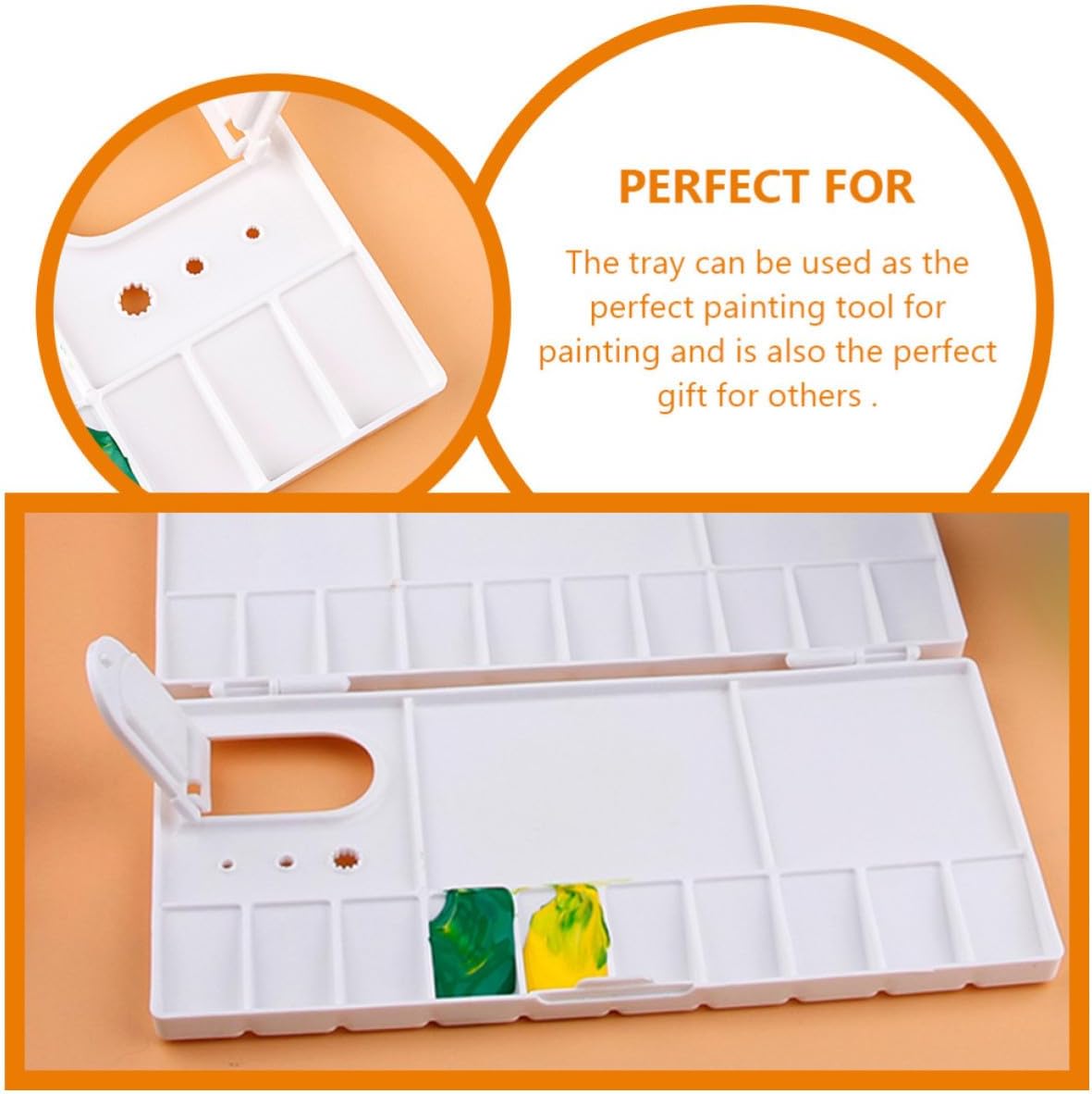 Plastic Paint Palette Mixing Tray with Compartments for Watercolor and Acrylic Painting, Artist Pigment Case for Students and Hobbyists, Empty Watercolor Box for Art Supplies