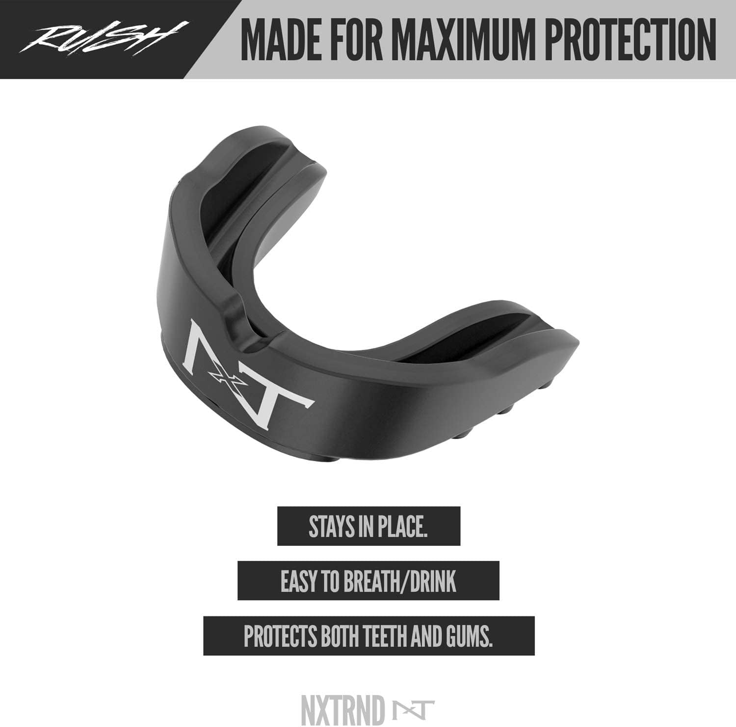 2 Pack Nxtrnd Rush Mouth Guard Sports, Professional Mouthguards for Boxing, Jiu Jitsu, MMA, Wrestling, Football, Lacrosse, and All Sports, Fits Adults, Youth, and Kids 11+ (B&W) : Sports & Outdoors