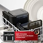 Friteuse à air T-fal Dual Easy Fry XL 7-en-1, avec 2 paniers, 8,7 Qt au total, friteuse à air double, friteuse à air, croustillant supplémentaire, rôtir, cuire, réchauffer, déshydrater, mode de synchronisation, paniers lavables au lave-vaisselle, noir et métal