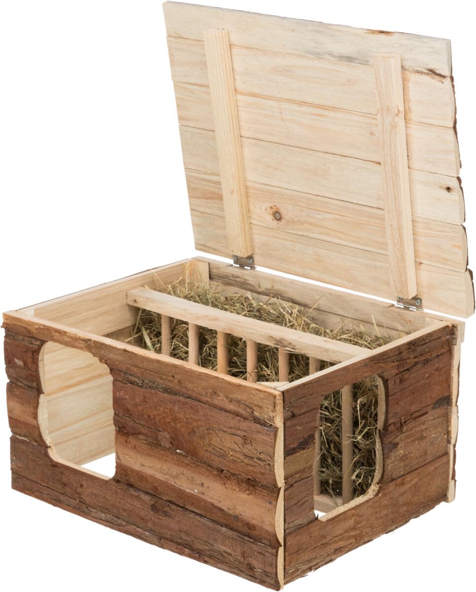 TRIXIE Hilke House, con mangiatoia per Fieno, Legno di Corteccia, 40 x 23 x 32 cm, 2515 kg