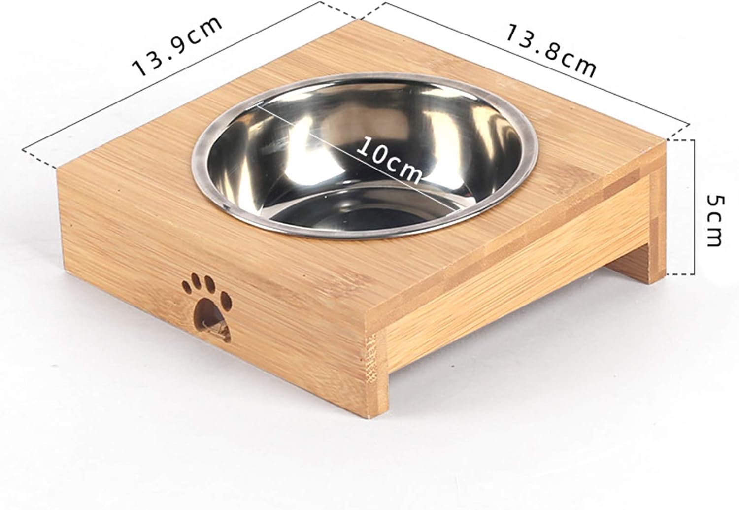 Cat Bowls,Elevated Bamboo Cat&Puppy Bowl for Food and Water,Raised Dog&Cat Feeder with Bamboo Stand with Stainless Steel/Ceramic Bowls,Cat Dishes Feeding Bowls,Anti-Slip Tilted Station