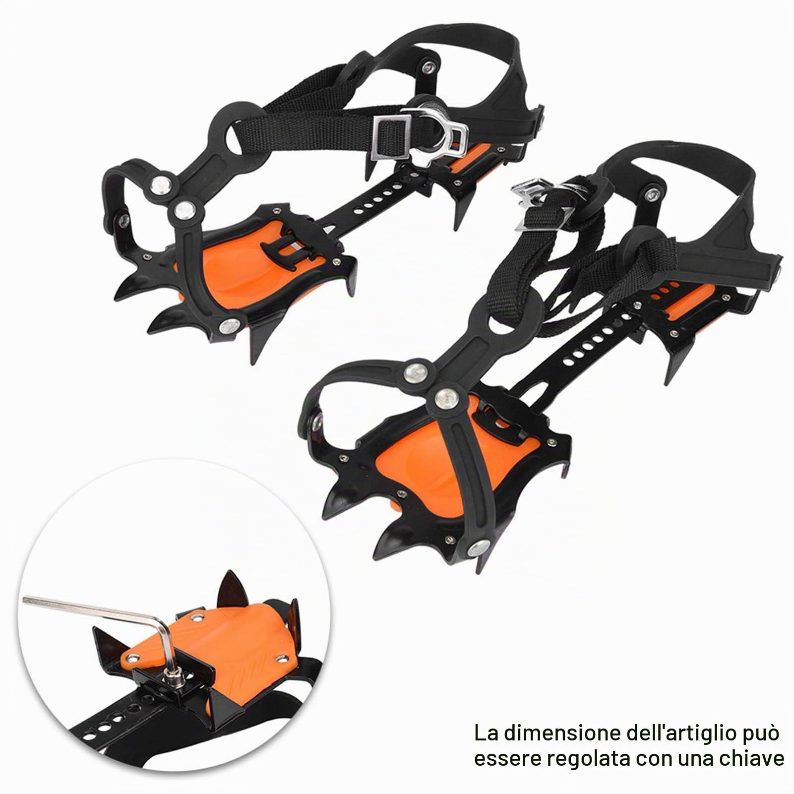 Ramponi Ghiaccio Impugnature Neve per Scarpe, Sport All'aperto 10 Zainetto Neve Dentato