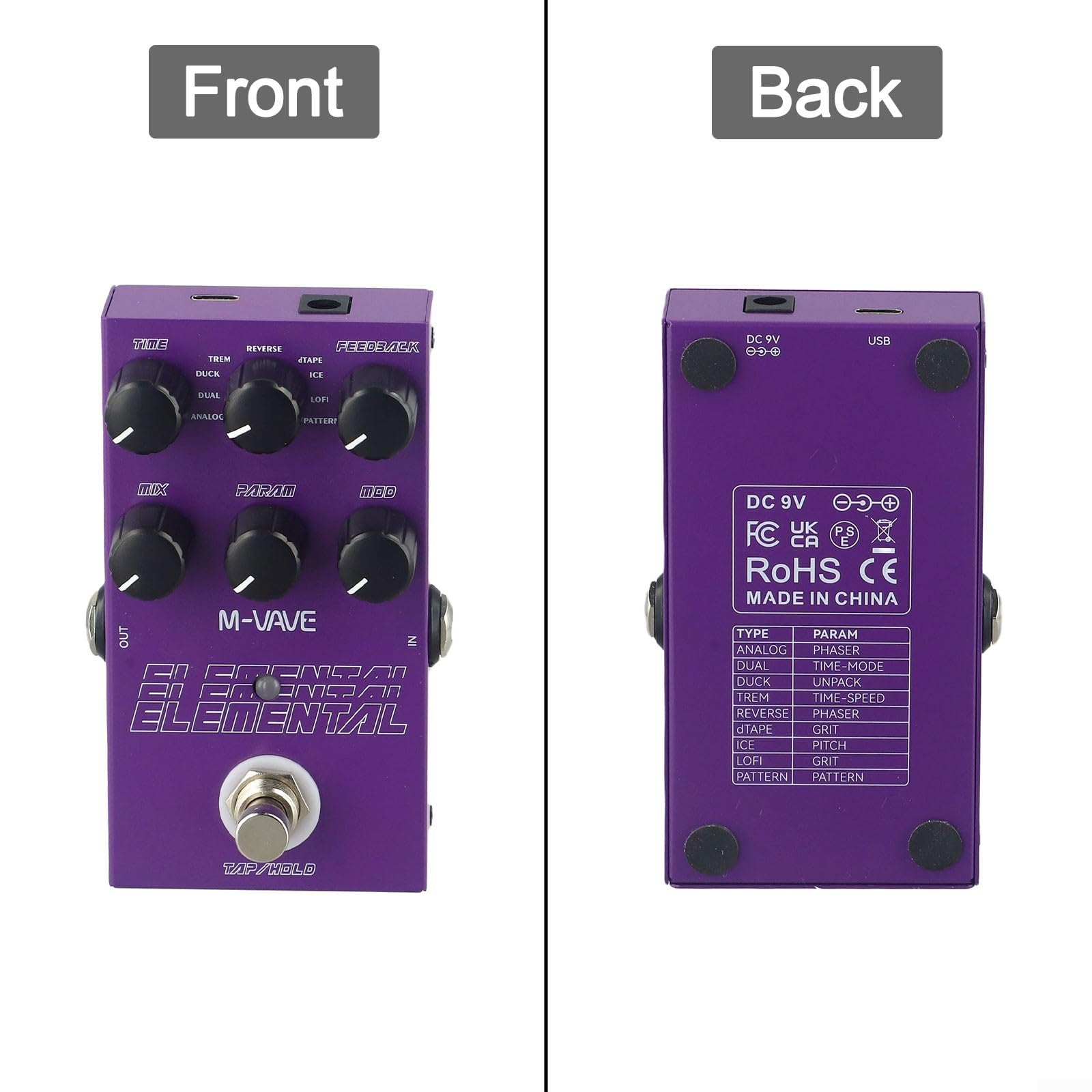 Digitales Delay Pedal 9 Effekte 3000ms Tap Mode