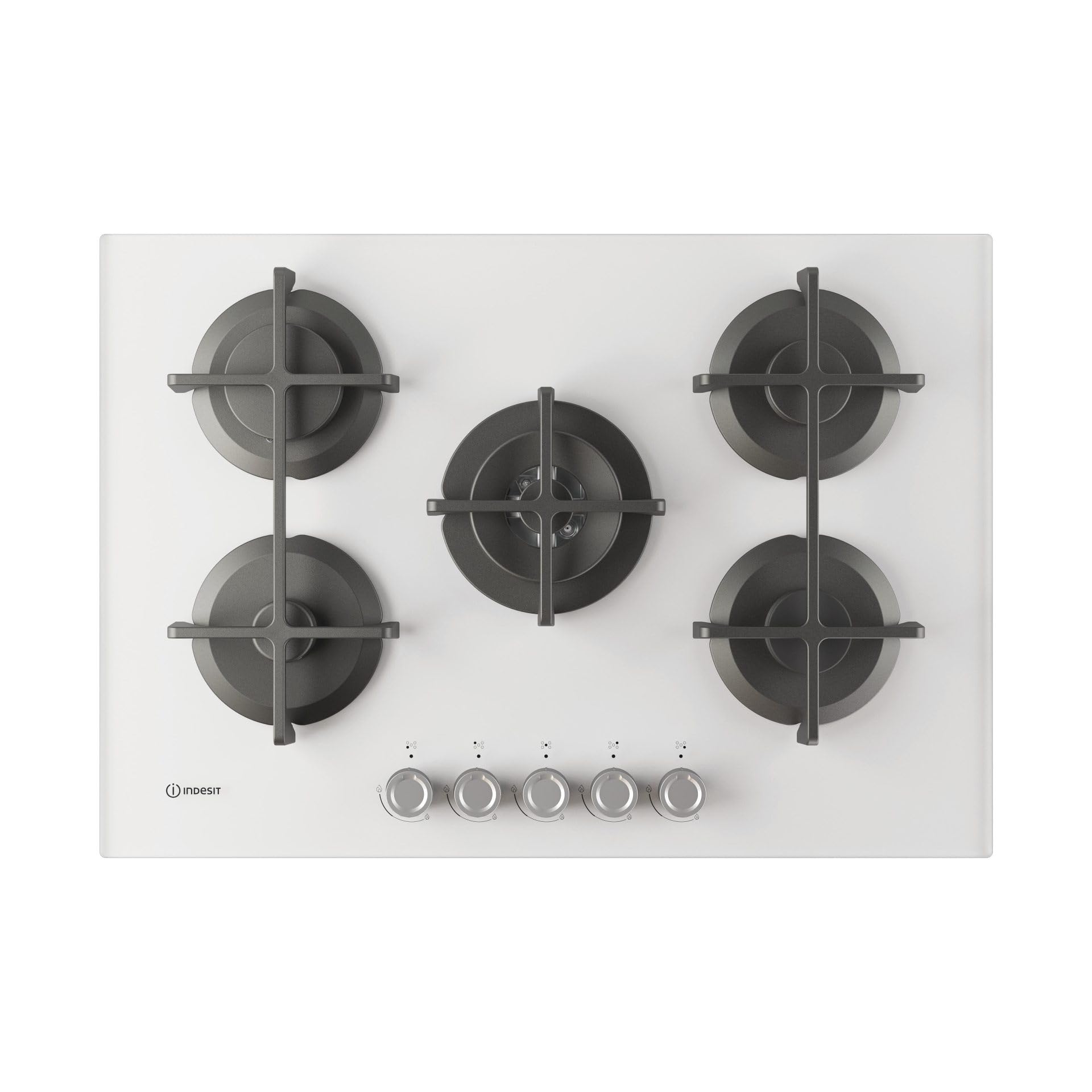 ING72T/WH1 - Piano cottura 5 fuochi gas, 73 cm, bianco, con 1 bruciatore doppia corona