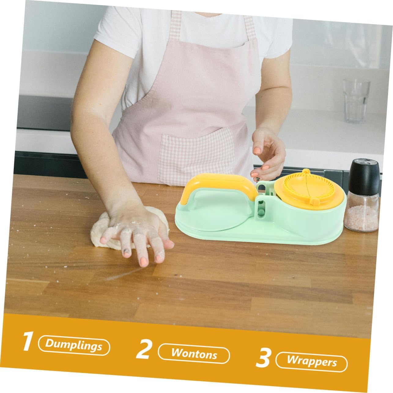 Zerodeko 2-Piece Dumpling Skin Press Maker Set Multi-Functional Handheld Dough Presser for Kitchen Convenient Dumpling Wrapper Tool for Making Baozi