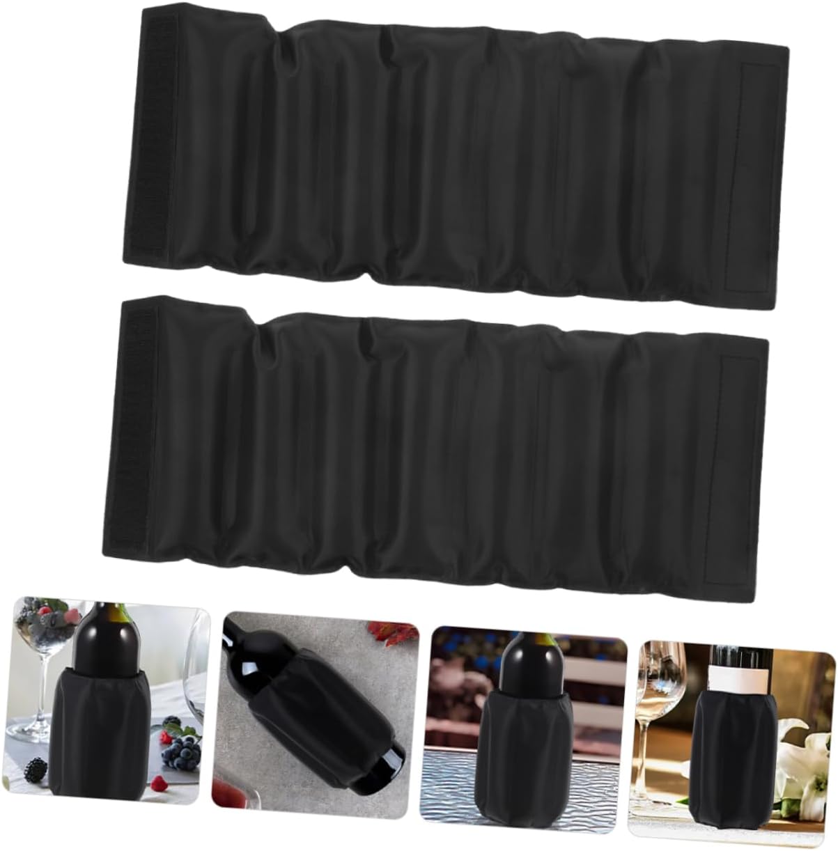 Garneck 2pcs Reusable Wine Cooler Sleeve Gel Ice Packs for Wine Bottles and Portable Chiller for Parties and Outdoor Events Temperature Maintenance Black Color